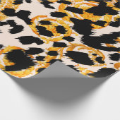 バロック模様のレオパード金ゴールド ラッピングペーパー (角)