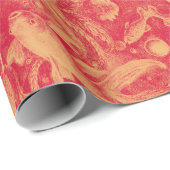 「バロック水族館」(赤・金ゴールド) – ラッピング紙 ラッピングペーパー (ロールコーナー)