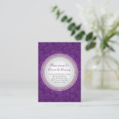 バロック紫プラーク結婚式レセプションカード エンクロージャーカード (スタンド正面)