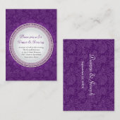 バロック紫プラーク結婚式レセプションカード エンクロージャーカード (正面/裏面)