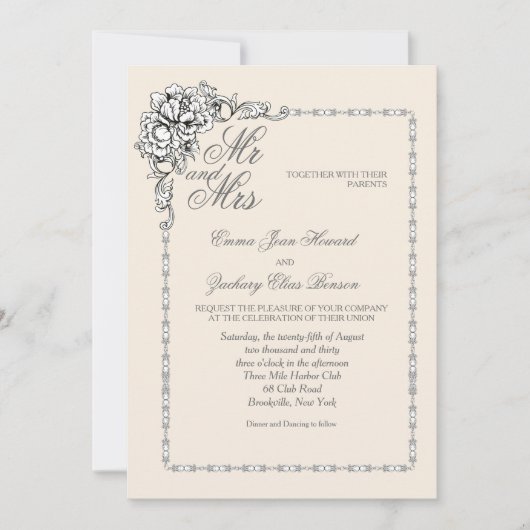 バロック美しい結婚式招待状 招待状 (正面)