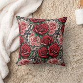 バロック色の赤いバラ クッション (ブランケット)
