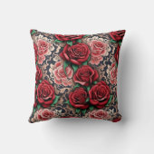バロック色の赤いバラ クッション (裏面)