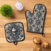 バロック語 – ゴシックビクトリアン語 鍋つかみ&鍋敷きセット (トップダウン)