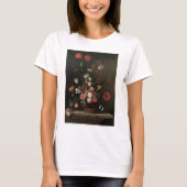 バロック調の花瓶に活けたヴィンテージの花々 Tシャツ (正面)
