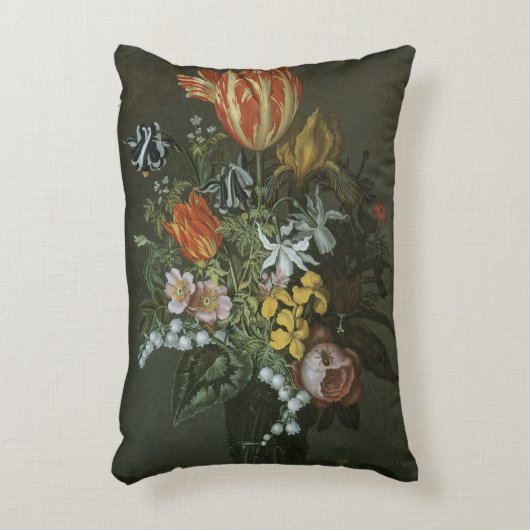 バロック調の花瓶に活けた花の静物画 アクセントクッション (正面(垂直))