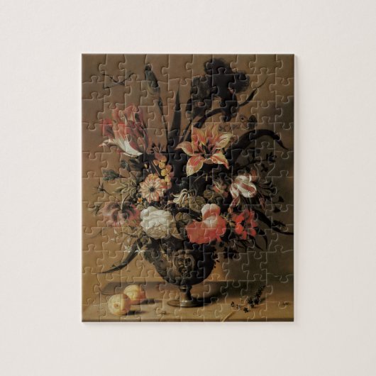 バロック調の花瓶に活けた花の静物画 ジグソーパズル (縦)