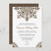 バロック金ゴールドグリッタールックホリデーパーティー 招待状 (正面/裏面)