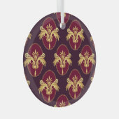 バロック金ゴールドスコネマゼンタパターン ガラスオーナメント (正面右)