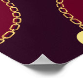 バロック金ゴールドスコネマゼンタパターン ポスター (角)