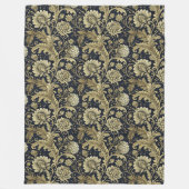 バロック金ゴールドダマスクブランケエレガントインブラックフエ フリースブランケット (正面)
