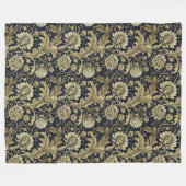 バロック金ゴールドダマスクブランケエレガントインブラックフエ フリースブランケット (正面(横))