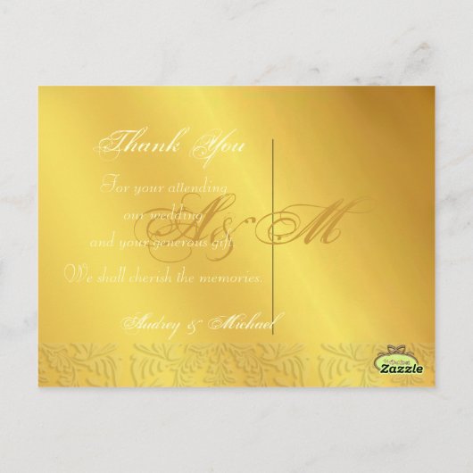 バロック金ゴールドト結婚ーンの感謝ポストカード ポストカード (裏面)