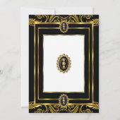バロック金ゴールドブラックジュエルホワイトバースデーパーティー 招待状 (裏面)