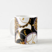 バロック金ゴールド及びブラックスタイル コーヒーマグカップ (正面左)