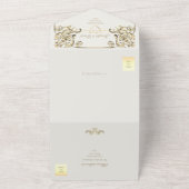 バロック金ゴールド結婚のQRコード オールインワン招待状 (外側)