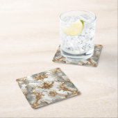 バロック金ゴールド&マーブルコースター スクエアペーパーコースター (インサイチュ)