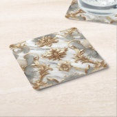 バロック金ゴールド&マーブルコースター スクエアペーパーコースター (アングル)
