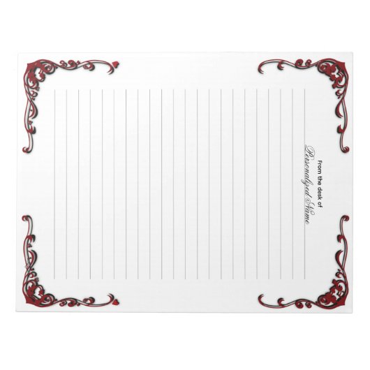 バロック風エレガンス – ブラックライニング ノートパッド (正面)