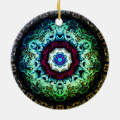 バロック風スノーフレーク様カラフル模様 セラミックオーナメント (裏面)