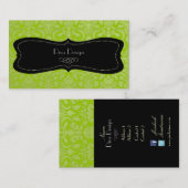 バロック風ダマスクグリーン/ブラック 名刺 (正面/裏面)