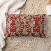 バロック風ダマスクブロケクリームベージュオンレッド ランバークッション (ブランケット)
