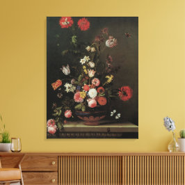 バロック風フラワーベースの花の静物画 キャンバスプリント
