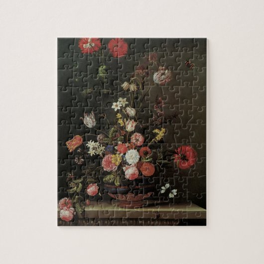 バロック風フラワーベースの花の静物画 ジグソーパズル (縦)
