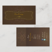 バロック風レースダマフェイクスク/金ゴールド/栗ブラウン 名刺 (正面/裏面)