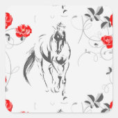 バロック馬のステッカー スクエアシール (正面)