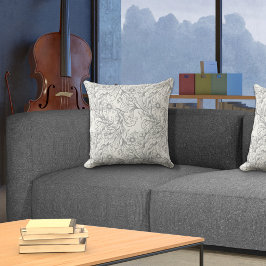 バロック・アカンサス・リーフ・グレイ クッション