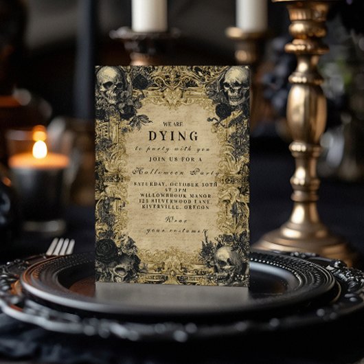 バロック スカル ゴシック ハロウィン パーティ 招待状