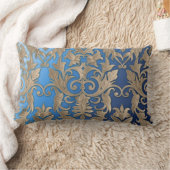 バロック・ダマスク・ブロケード・クリーム・オン・ブルー ランバークッション (ブランケット)