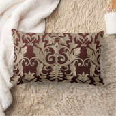 バロック・ダマスク・ブロケード・クリーム・ベージュオン・ブルゴーニュ ランバークッション (ブランケット)