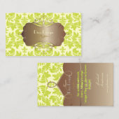 バロック·ダマスク（ライム·グリーン/チョコレート·ブラウン） 名刺 (正面/裏面)