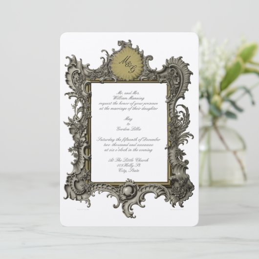 バロック・ロココスタイルビクトリアンフレーム結婚エラ 招待状 (スタンド正面)