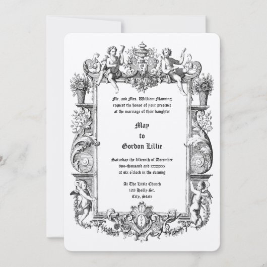 バロック・ロココチェルーブ17世紀の縁ど枠 招待状 (正面)