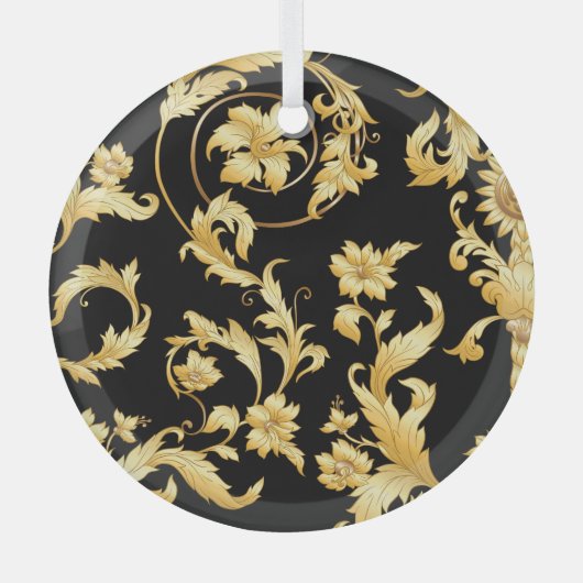 バロック・ロココビクトリアン、花の模様。 ガラスオーナメント (正面)