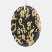 バロック・ロココビクトリアン、花の模様。 ガラスオーナメント (正面左)