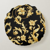 バロック・ロココビクトリアン、花の模様。 ラウンドクッション (裏面)