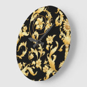 バロック・ロココビクトリアン、花の模様。 ラージ壁時計 (傾斜)