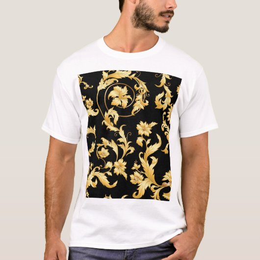 バロック・ロココビクトリアン、花の模様。 Tシャツ (正面)