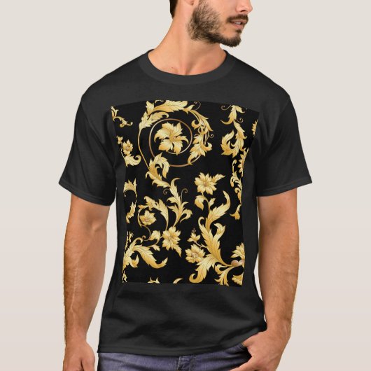 バロック・ロココビクトリアン、花の模様。 Tシャツ (正面)