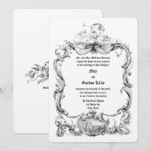 バロック ロココ様式の装飾的な枠 招待状 (正面/裏面)