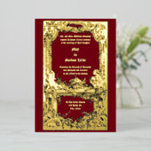 バロック・ロココ結婚フローラの縁ど祭壇 箔招待状 (立ち正面)