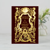 バロック・ロココ1700年代のチェル縁どブ付きフローラ 箔招待状 (立ち正面)