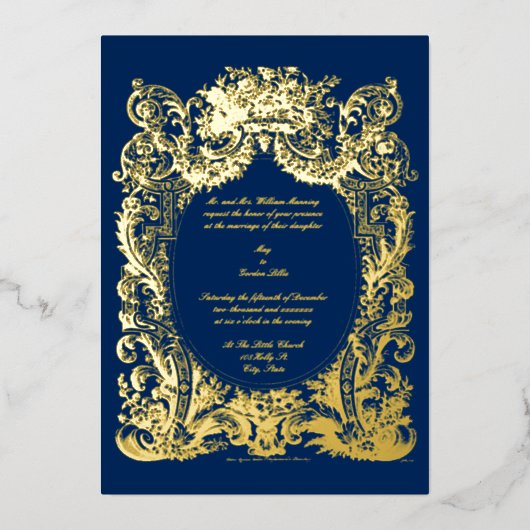 バロック ロココ ウェディング 箔招待状 (正面)