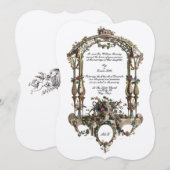 バロック ロココ カラー フローラル祭壇 カルトゥーシュ 招待状 (正面/裏面)