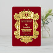 バロック ロココ 17世紀の天使と果物の境界線 箔招待状 (立ち正面)