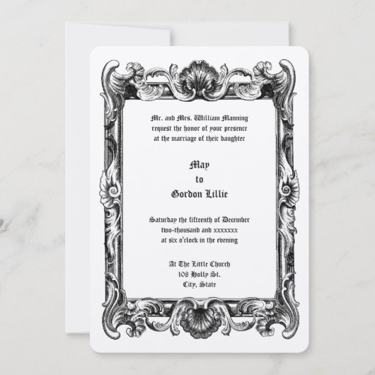 バロック・ロコロカイユ結婚フレーム 招待状 (正面)